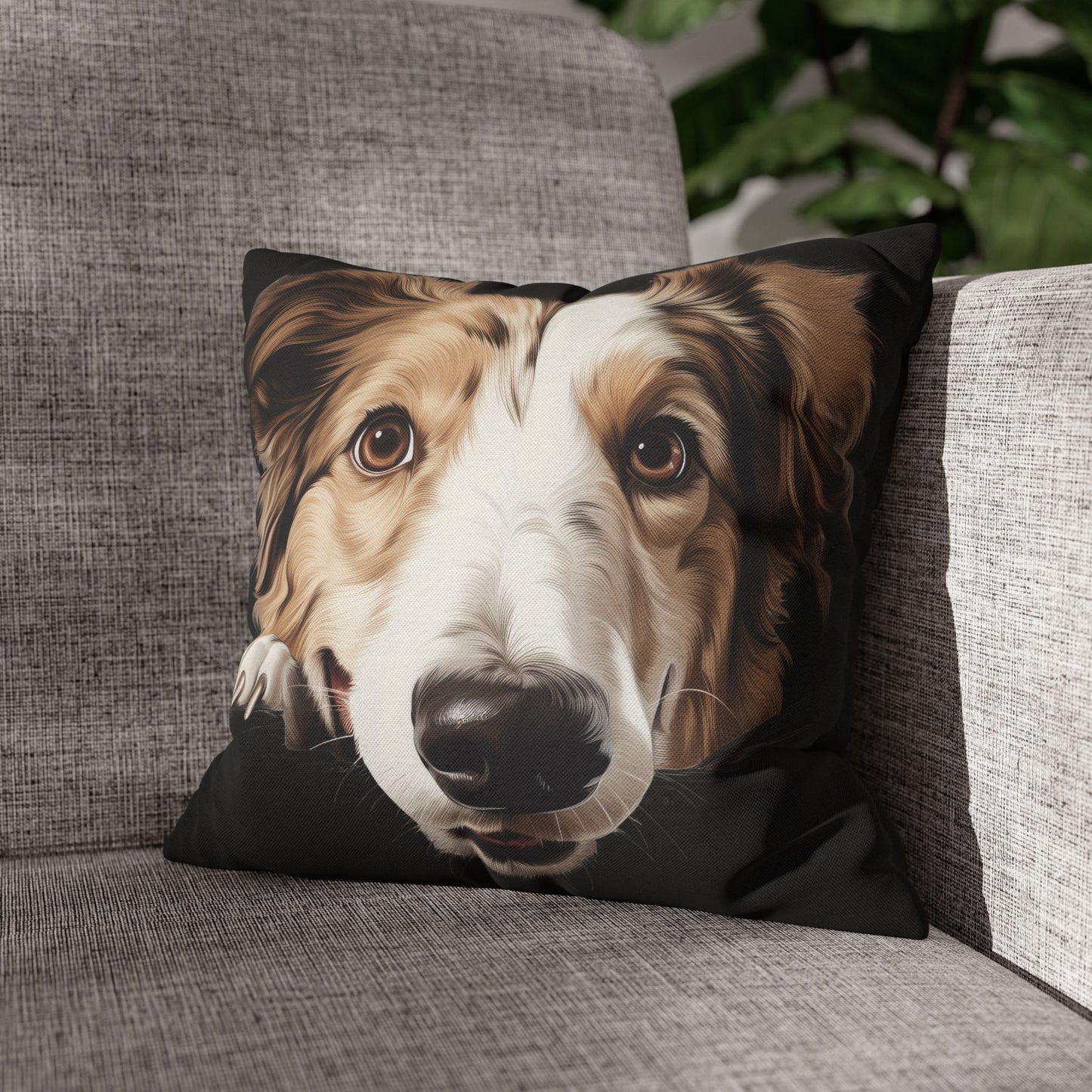 Borzoi Face Throw Pillow - Cute Dog Decorative Pillowcase