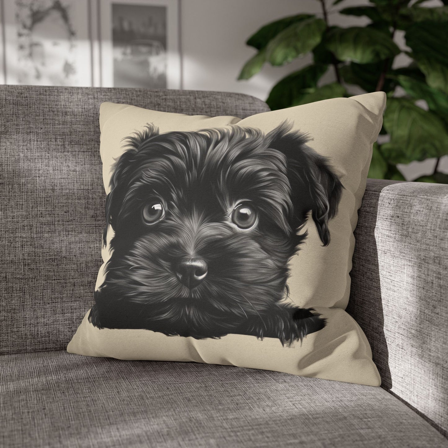 Affenpinscher Face Throw Pillowcase — Cute Dog Decorative Cushion Cover