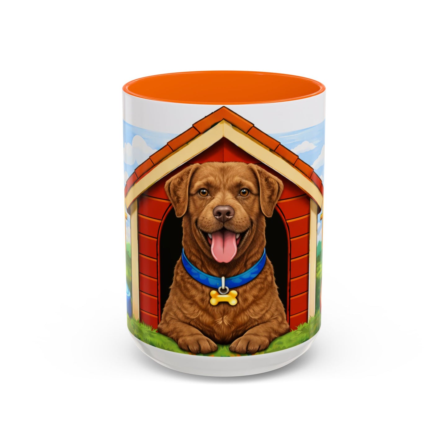 Chesapeake Bay Retriever — Red Doghouse Design Accent Mug (11oz/15 oz)