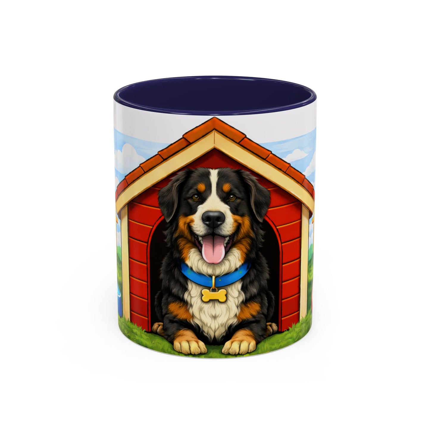 Bernese Mountain — Red Doghouse Accent Mug (11oz/15 oz)