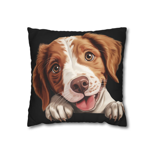 Brittany Throw Pillowcase — Adorable Brown Dog Decorative Pillow Cover