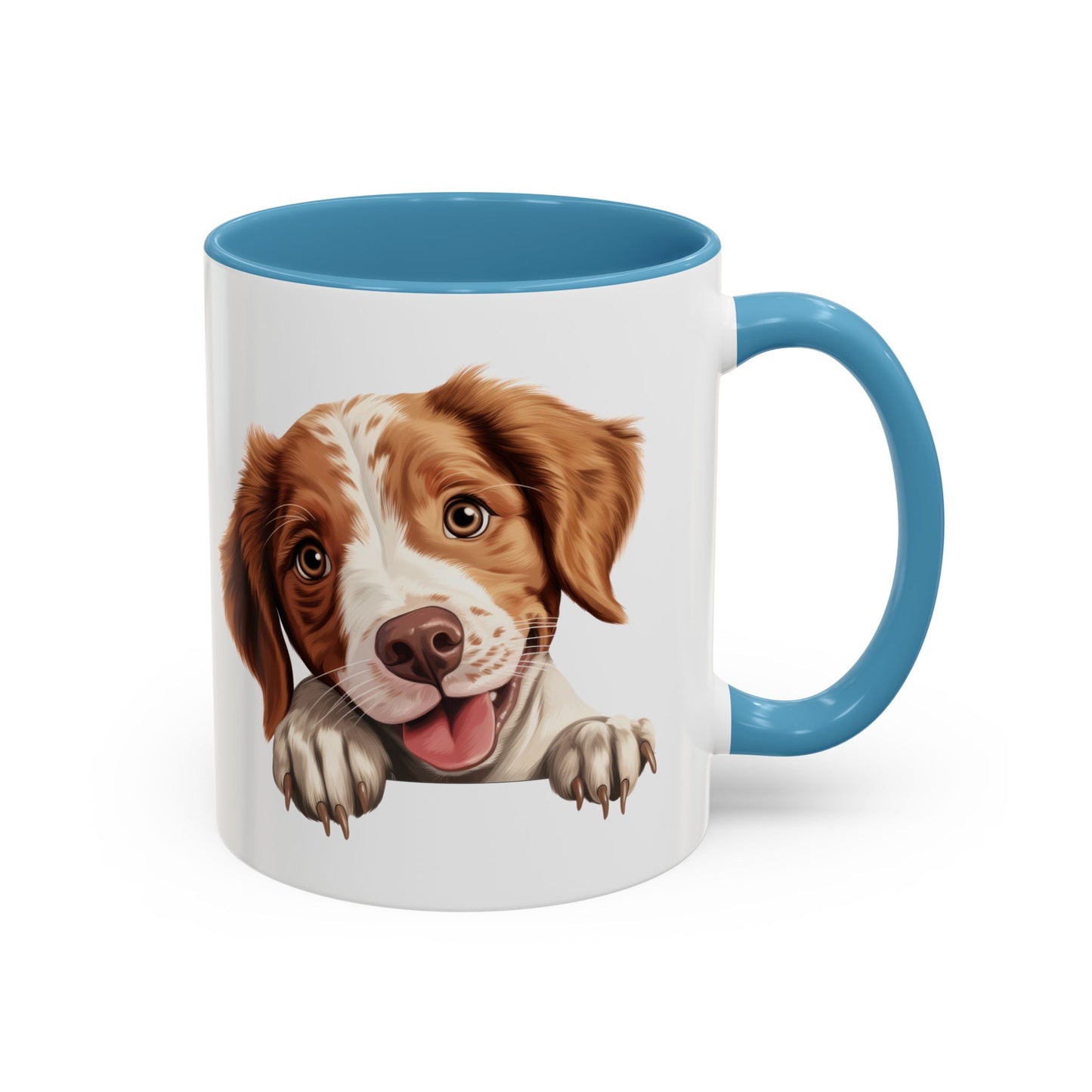 Brittany Coffee Mug — Smiling Puppy Accent Mug (11/15oz)