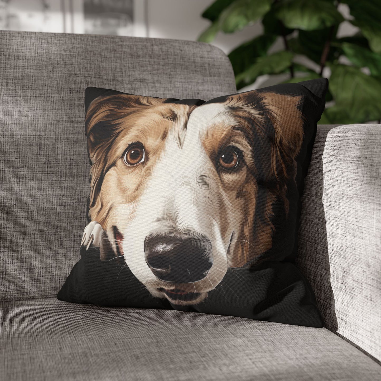 Borzoi Face Throw Pillow - Cute Dog Decorative Pillowcase