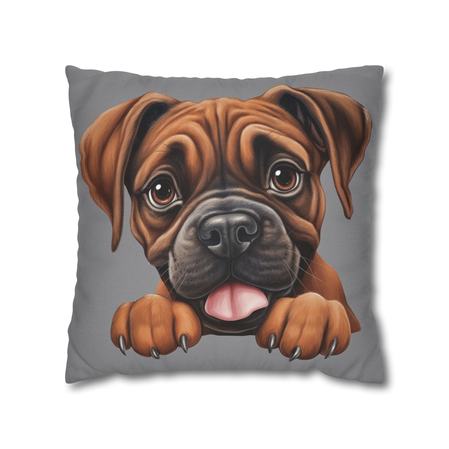 Brown Boxer Decorative Pillowcase — Cute Dog Throw Pillow Cover