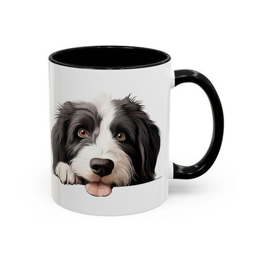 Bearded Collie Accent Mug — Cute Dog Face Coffee Cup (11/15oz)