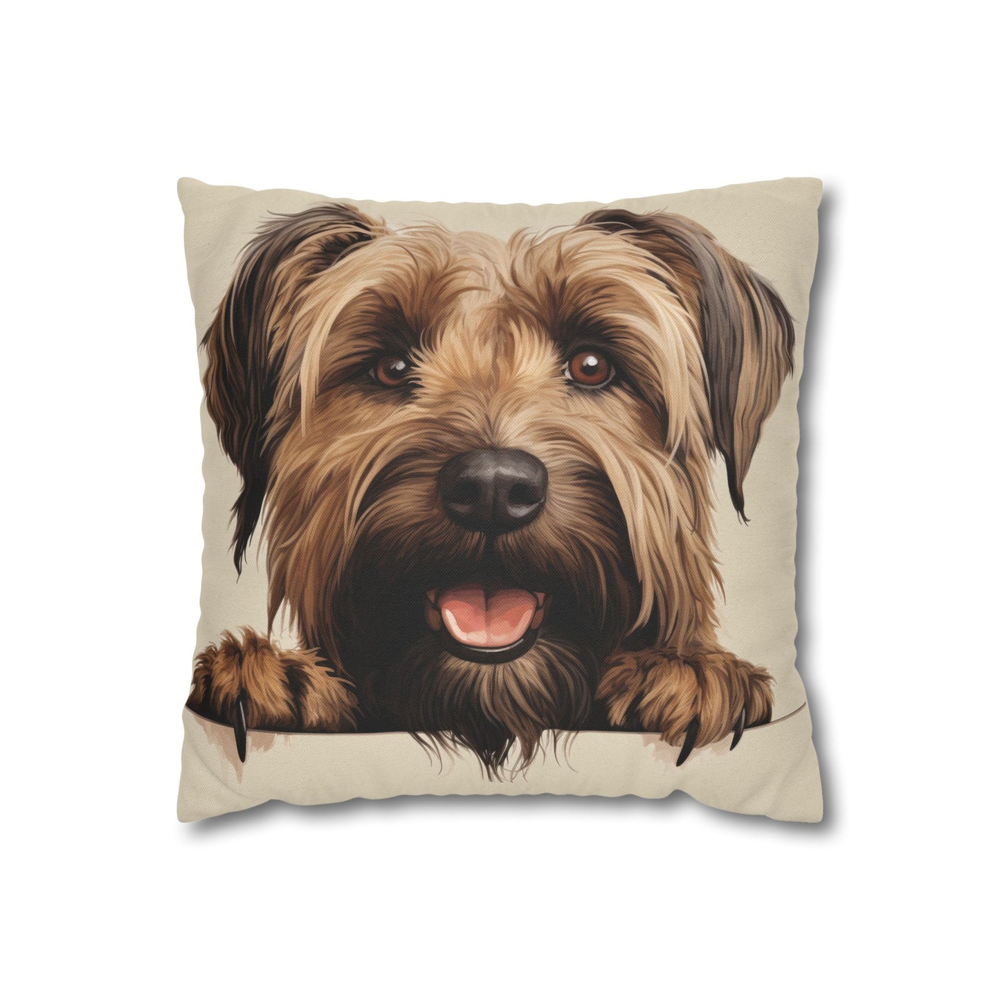 Briard Dog Pillow Cover — Happy Pup Throw Pillowcase