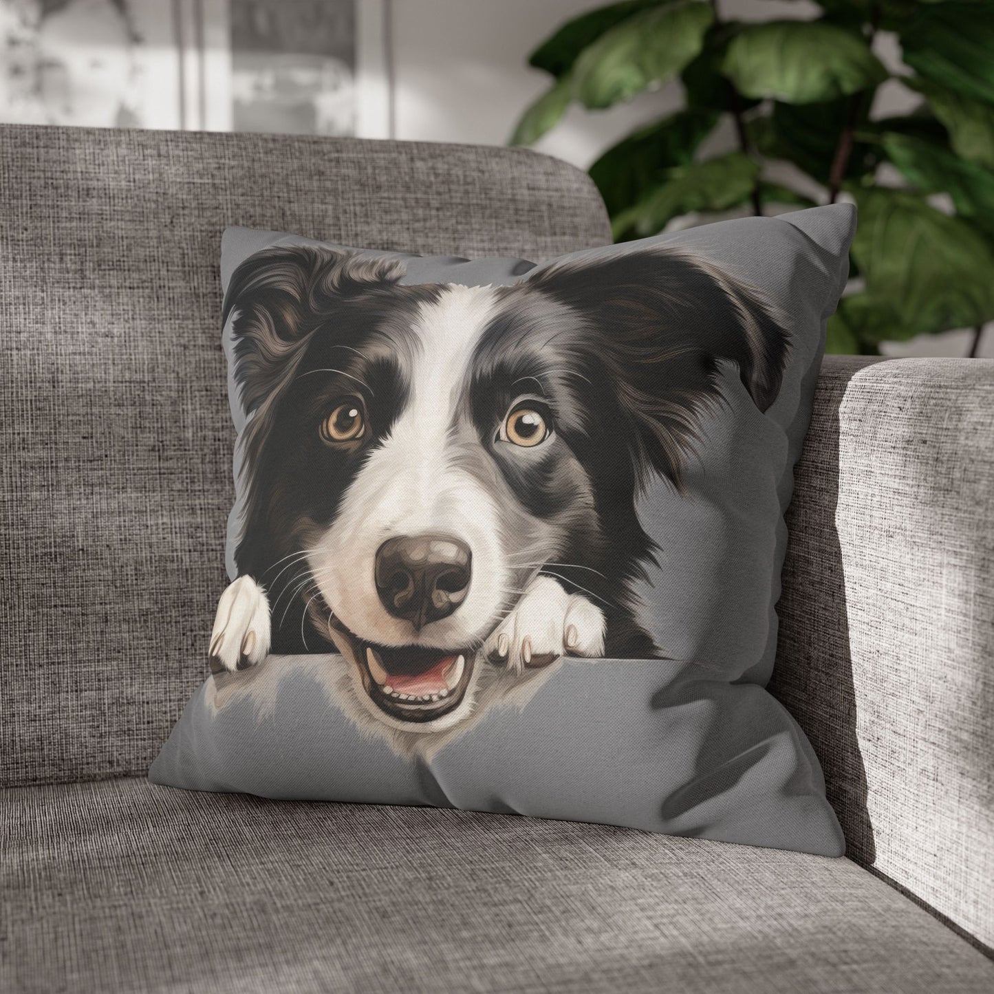 Border Collie Pillowcase — Cute Dog Decorative Throw Pillow