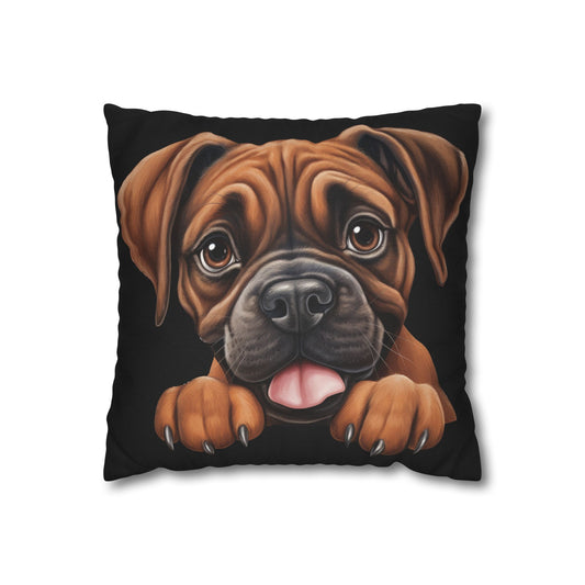 Brown Boxer Decorative Pillowcase — Cute Dog Throw Pillow Cover
