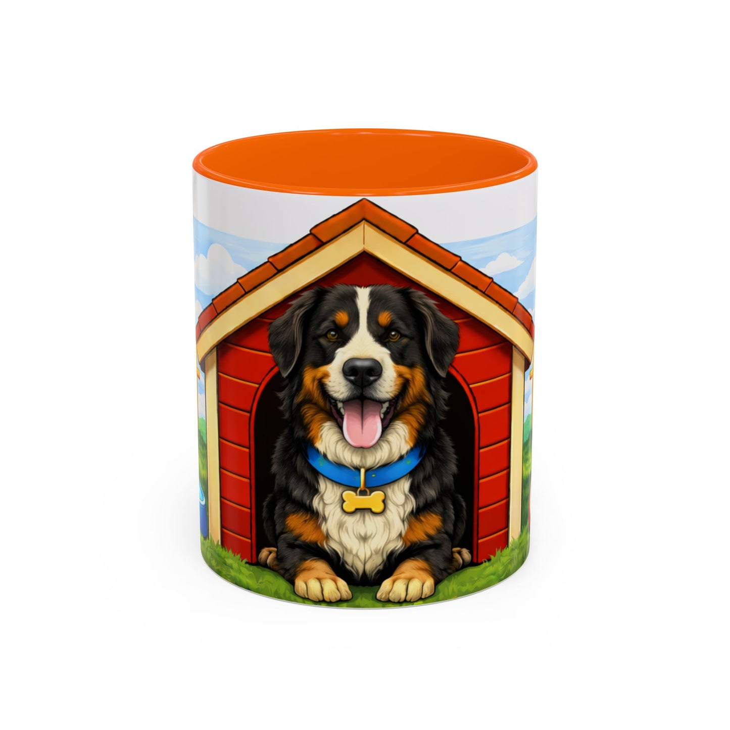 Bernese Mountain — Red Doghouse Accent Mug (11oz/15 oz)