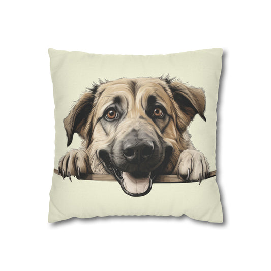 Anatolian Shepherd Pillowcase — Playful Peeking Puppy Decorative Pillow Cover