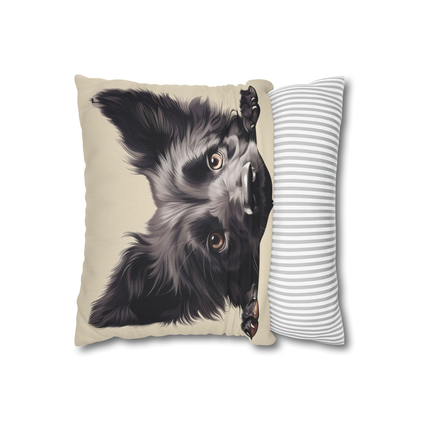 Belgian Sheepdog Face Decorative Pillow - Cute Peeking Pet Throw Pillowcase