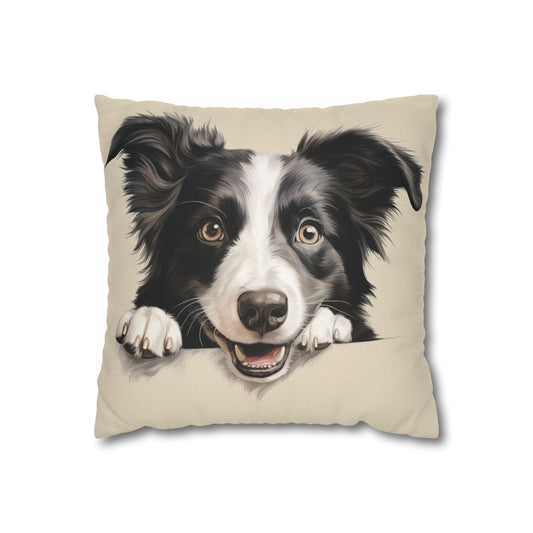 Border Collie Pillowcase — Cute Dog Decorative Throw Pillow