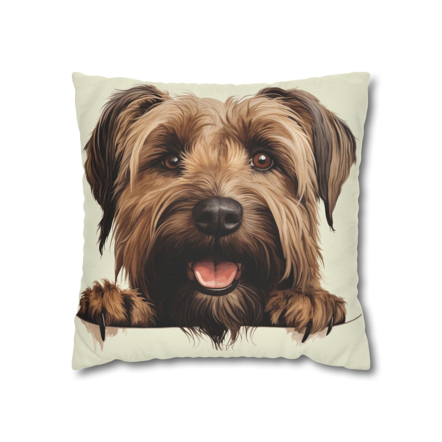Briard Dog Pillow Cover — Happy Pup Throw Pillowcase