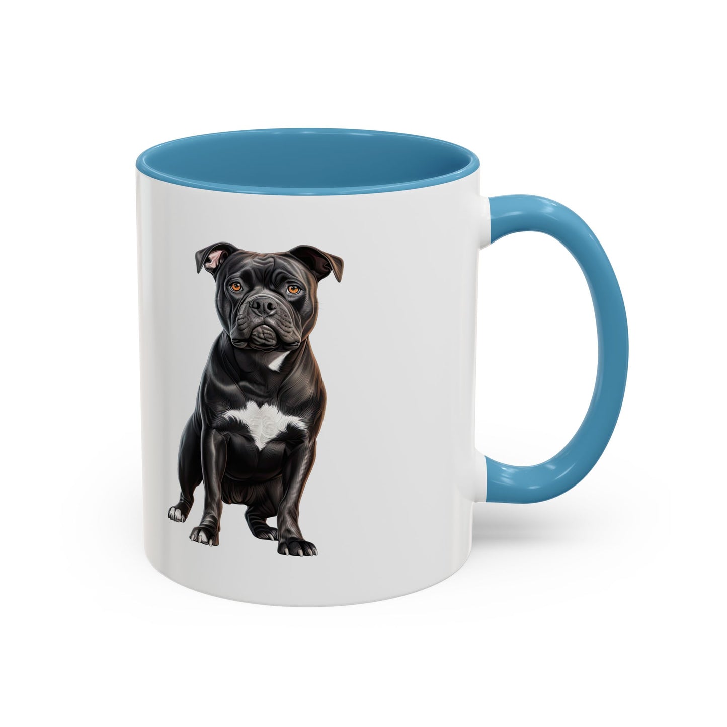 Staffordshire Bull Terrier Accent Coffee Mug — Cute Black Pitbull Dog Portrait (11/15 oz)