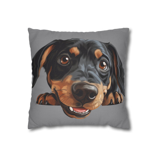 Austrian Black and Tan Hound  Face Throw Pillow — Cute Dog Portrait Decorative Cushion