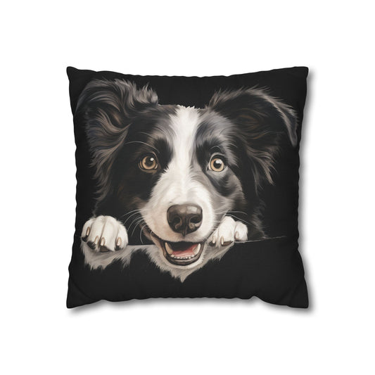 Border Collie Pillowcase — Cute Dog Decorative Throw Pillow