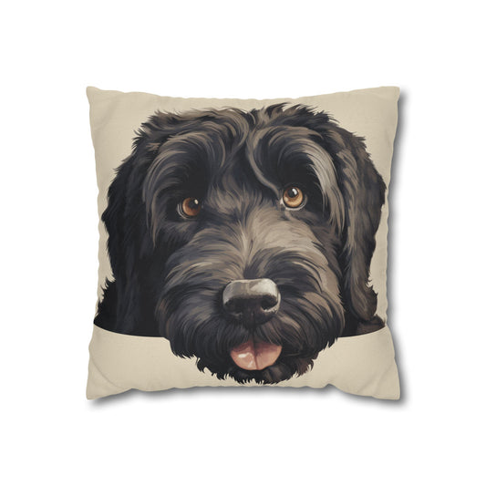 Black Russian Face Throw Pillow — Cute Dog Portrait Decorative Pillowcase