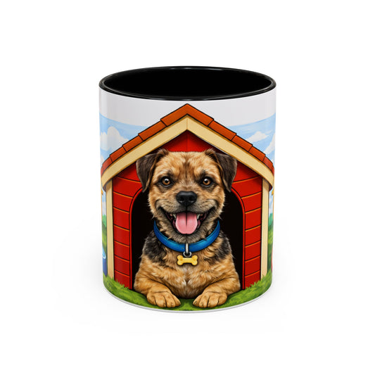 Border Terrier — Red Doghouse Accent Mug (11/15oz)