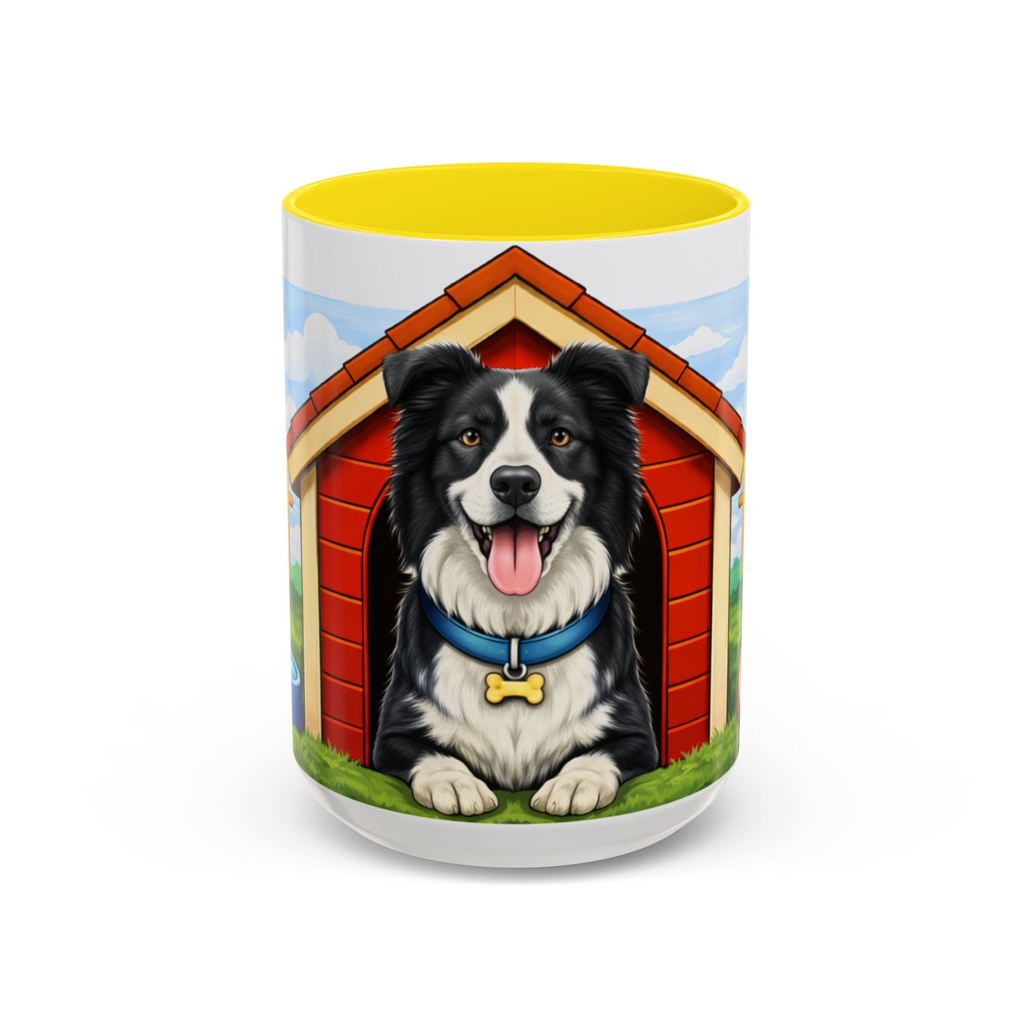 Border Collie  — Red Doghouse Accent Mug (11/15 oz)