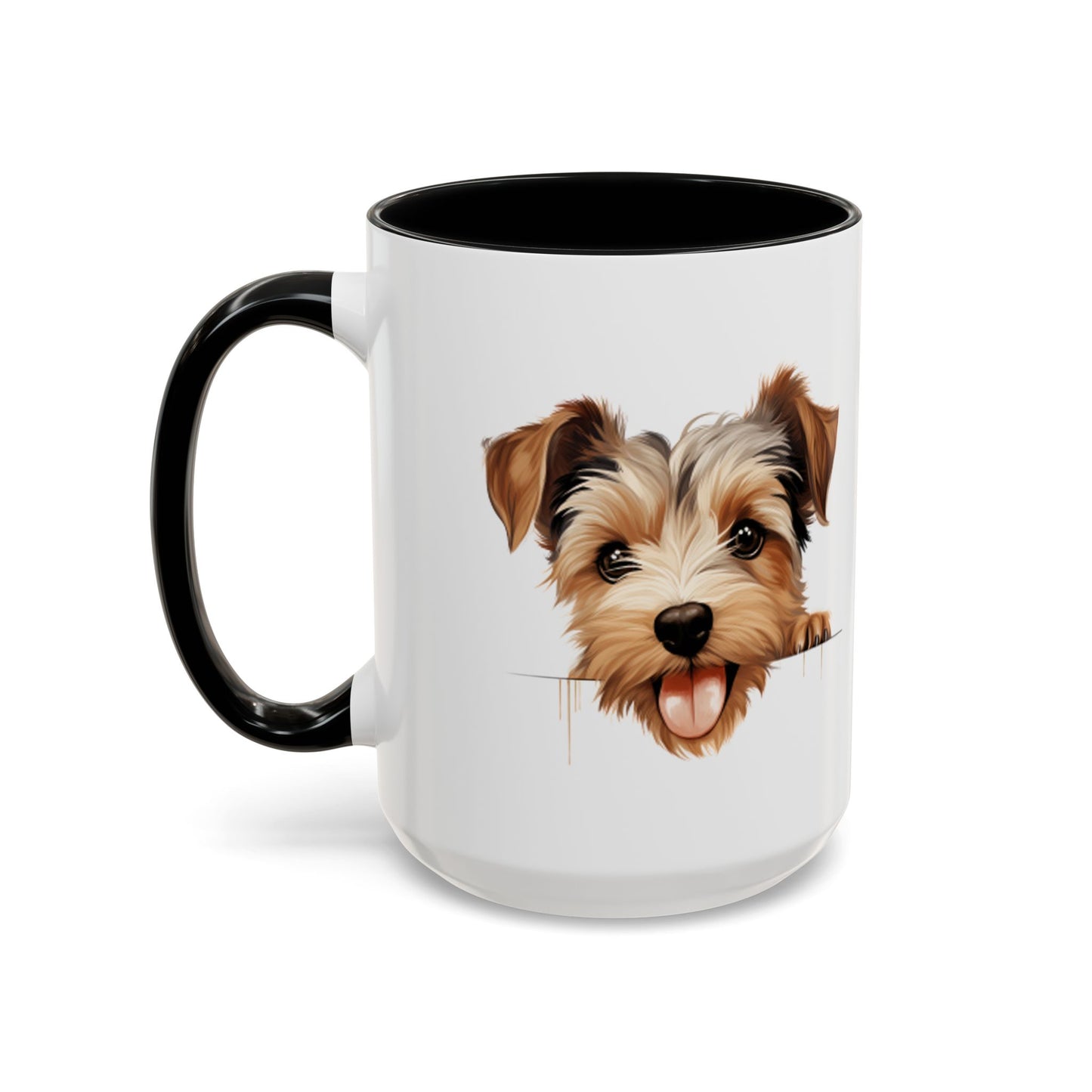 Biewer Terrier Coffee Mug — Cute Peekaboo Puppy Accent Mug (11/15oz)