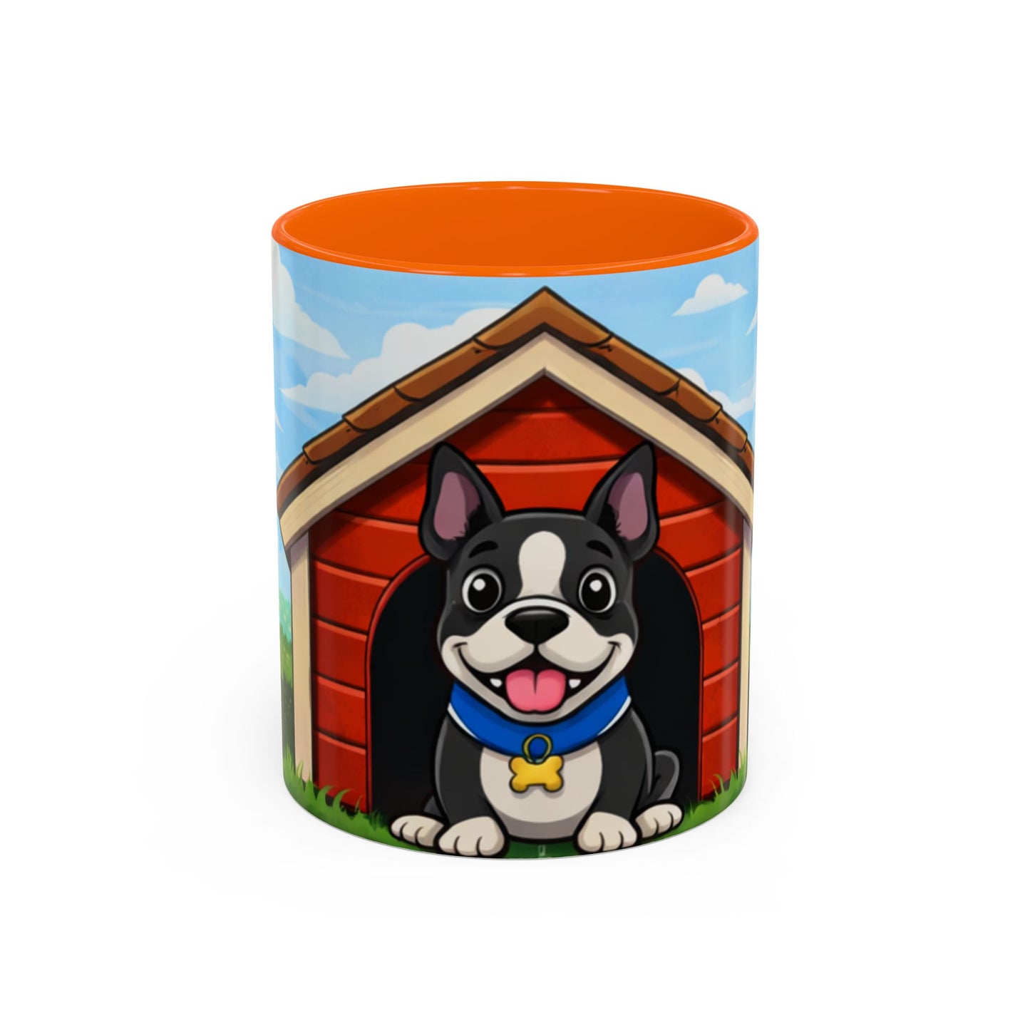 Boston Terrier Dog Mug — "Red Dog House" Accent Coffee Cup (11/15oz)