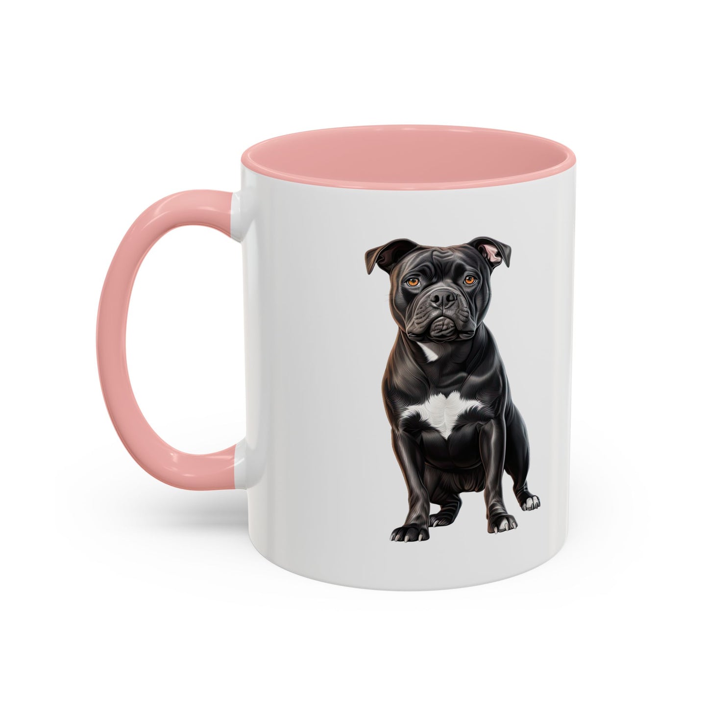 Staffordshire Bull Terrier Accent Coffee Mug — Cute Black Pitbull Dog Portrait (11/15 oz)