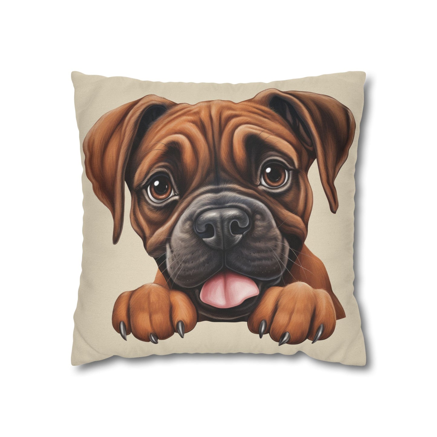 Brown Boxer Decorative Pillowcase — Cute Dog Throw Pillow Cover