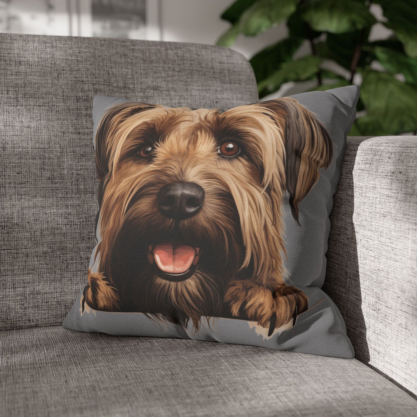 Briard Dog Pillow Cover — Happy Pup Throw Pillowcase