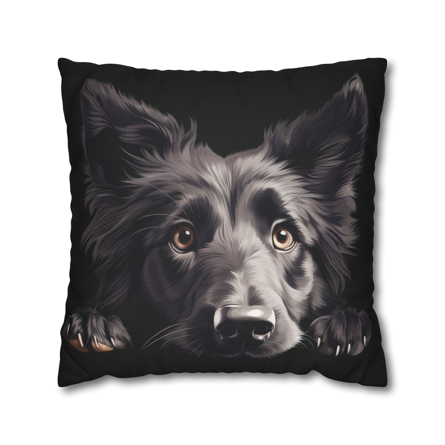 Belgian Sheepdog Face Decorative Pillow - Cute Peeking Pet Throw Pillowcase