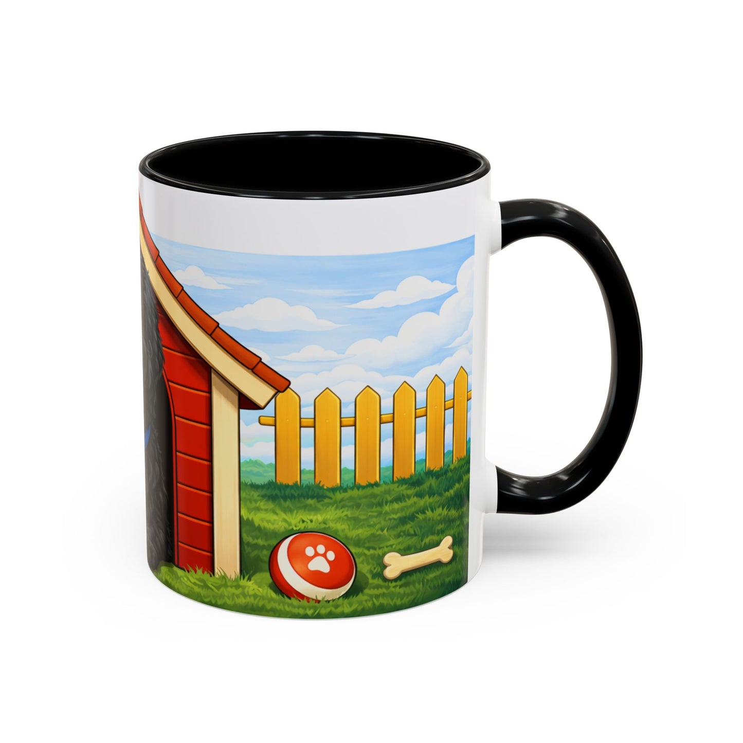 Black Russian Terrier -- Red Doghouse Accent Coffee Cup (11/15 oz)