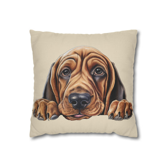 Bloodhound Dog Throw Pillowcase — Cute Peeking Puppy Decorative Pillow Cover