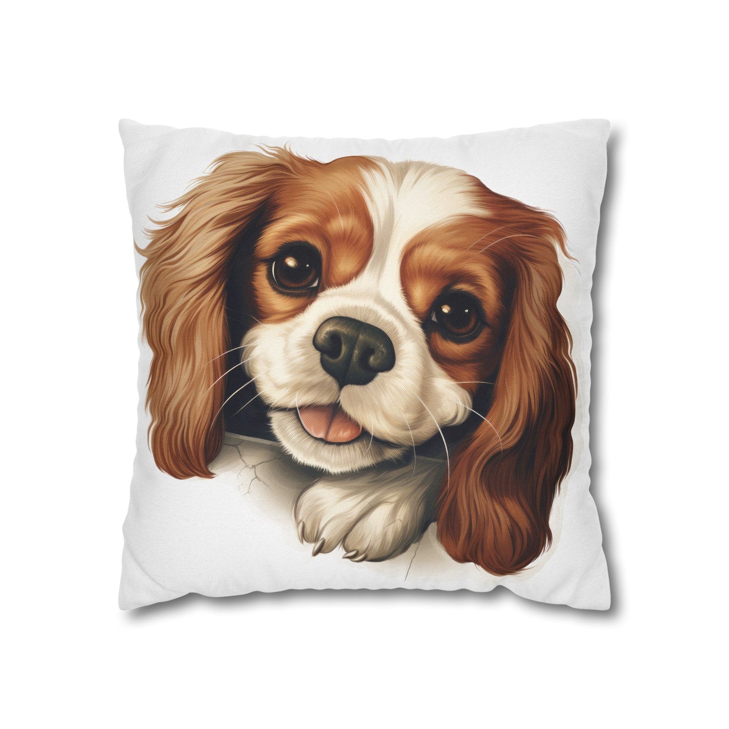 Cavalier King Charles Throw Pillow — Cute Dog Face Square Pillowcase