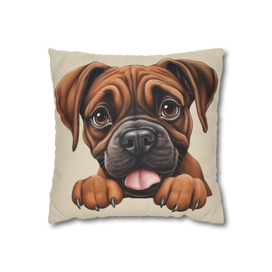 Brown Boxer Decorative Pillowcase — Cute Dog Throw Pillow Cover