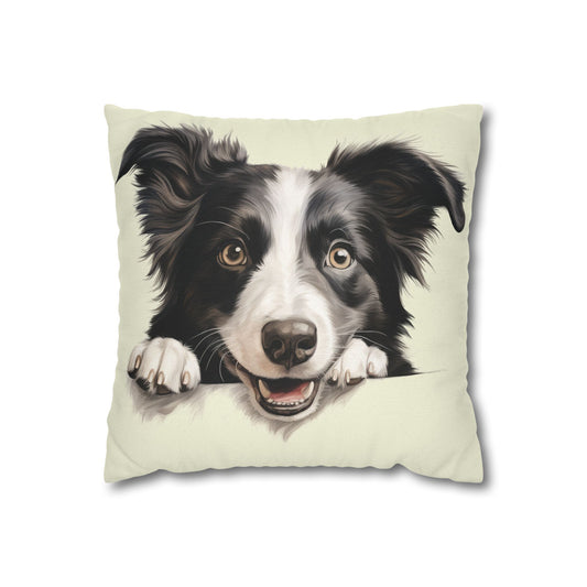 Border Collie Pillowcase — Cute Dog Decorative Throw Pillow