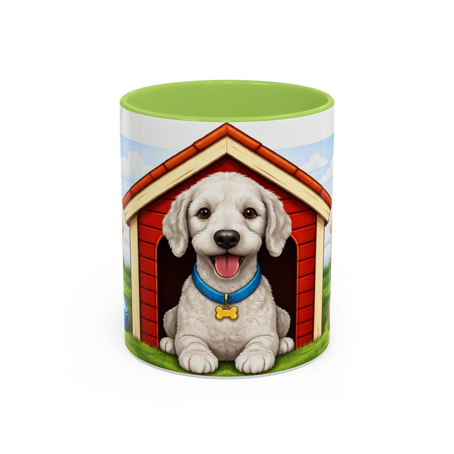 Bedlington Terrier– Red Doghouse Design Accent Mug (11oz/15oz)