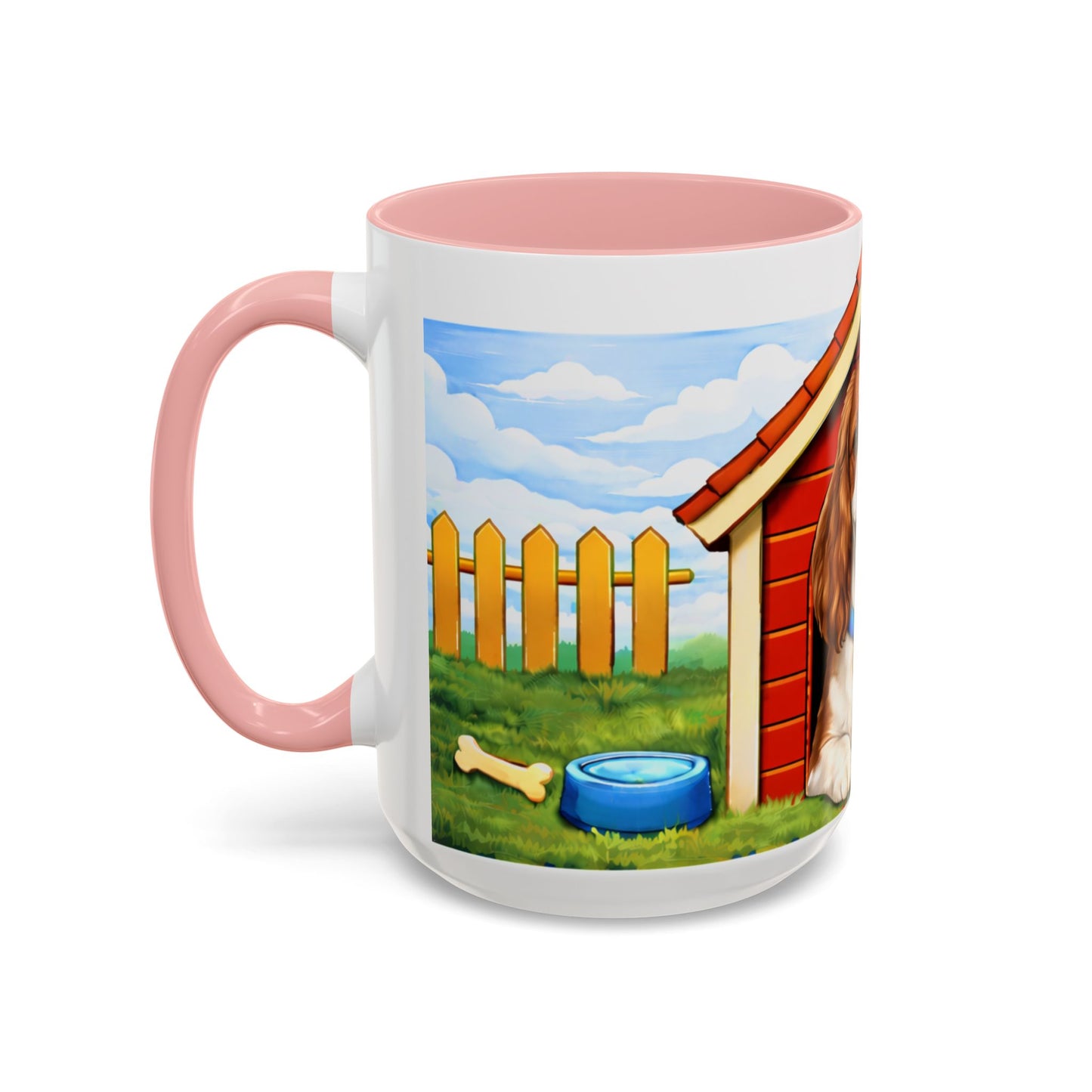 Cavalier King Charles Spaniel — Red Doghouse Accent Coffee Mug (11oz/15oz)