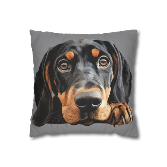 Black & Tan Coonhound Face Pillowcase — Cute Dog Decorative Throw Pillowcase