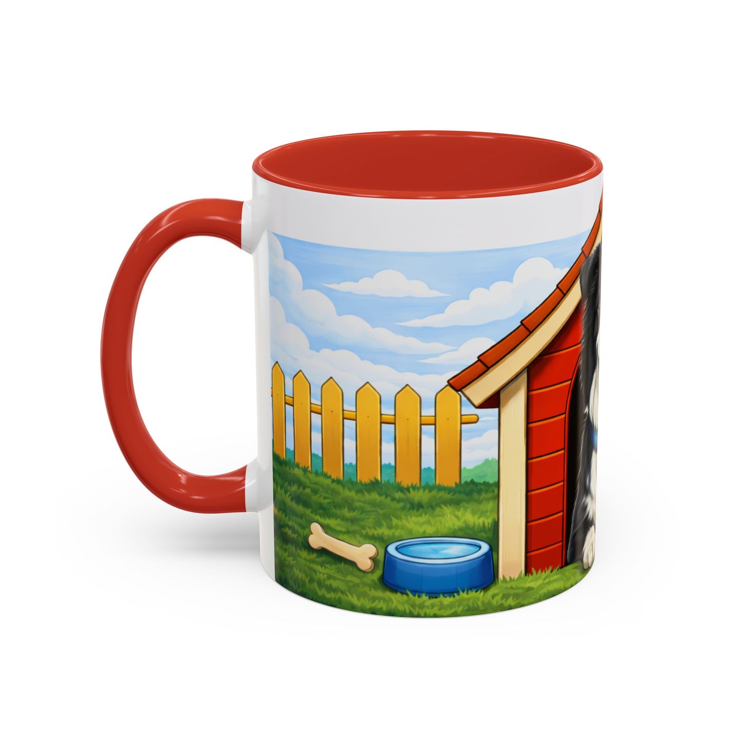 Border Collie  — Red Doghouse Accent Mug (11/15 oz)