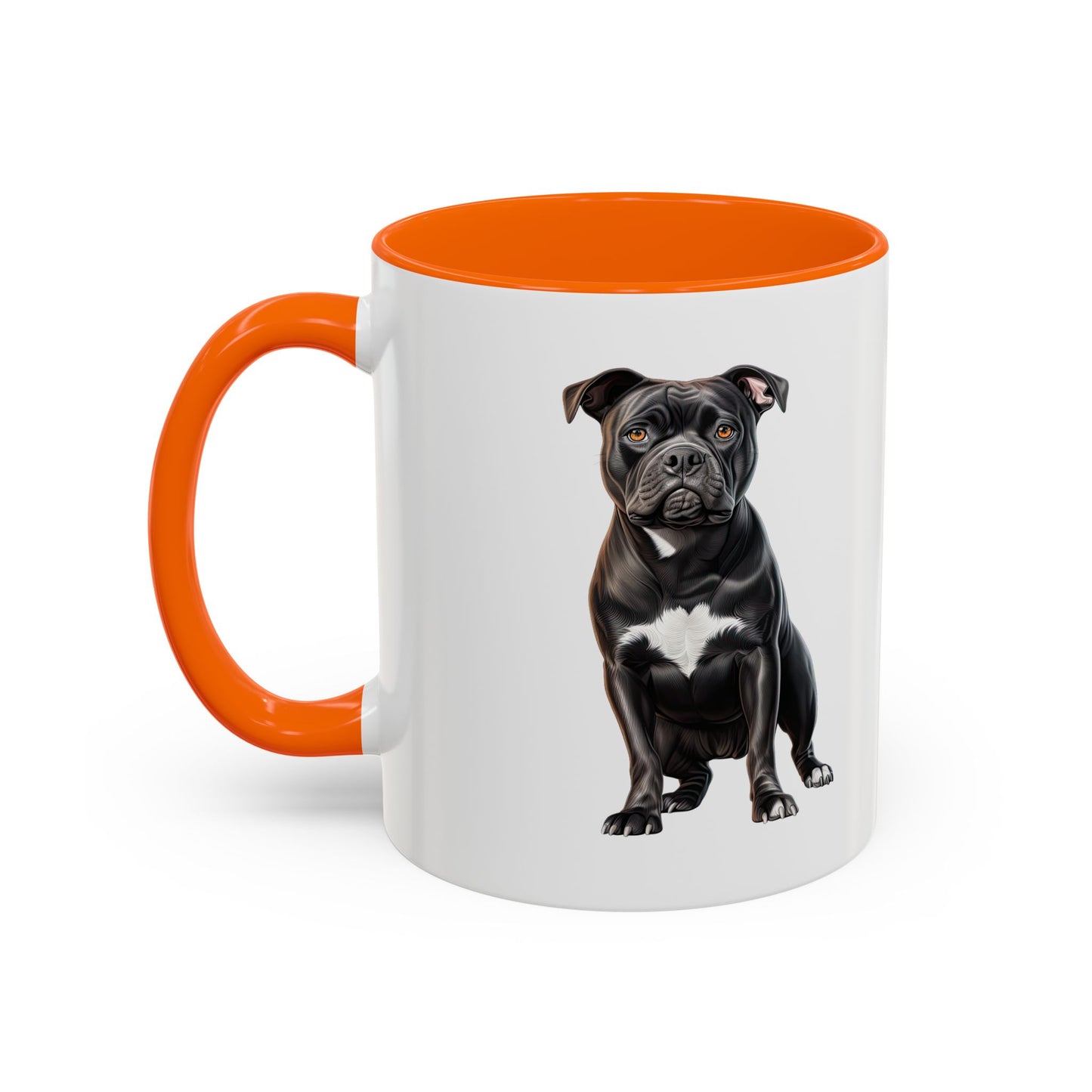 Staffordshire Bull Terrier Accent Coffee Mug — Cute Black Pitbull Dog Portrait (11/15 oz)