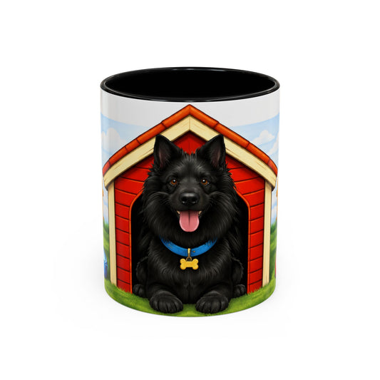 Belgian Sheepdog -- Red Doghouse Accent Coffee Mug (11oz/15oz)