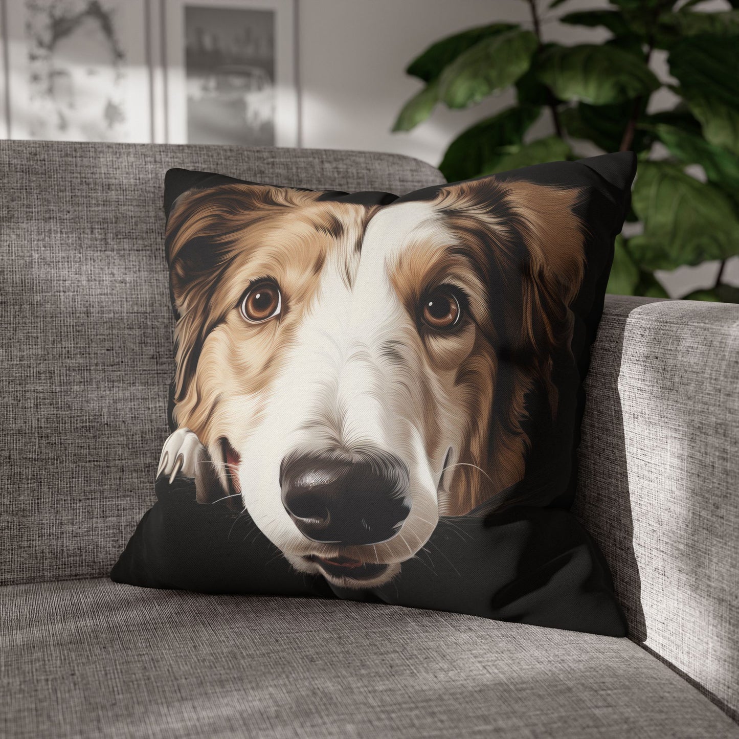 Borzoi Face Throw Pillow - Cute Dog Decorative Pillowcase
