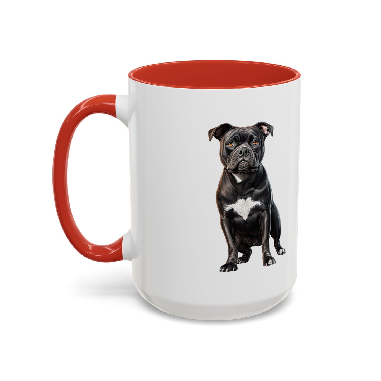 Staffordshire Bull Terrier Accent Coffee Mug — Cute Black Pitbull Dog Portrait (11/15 oz)