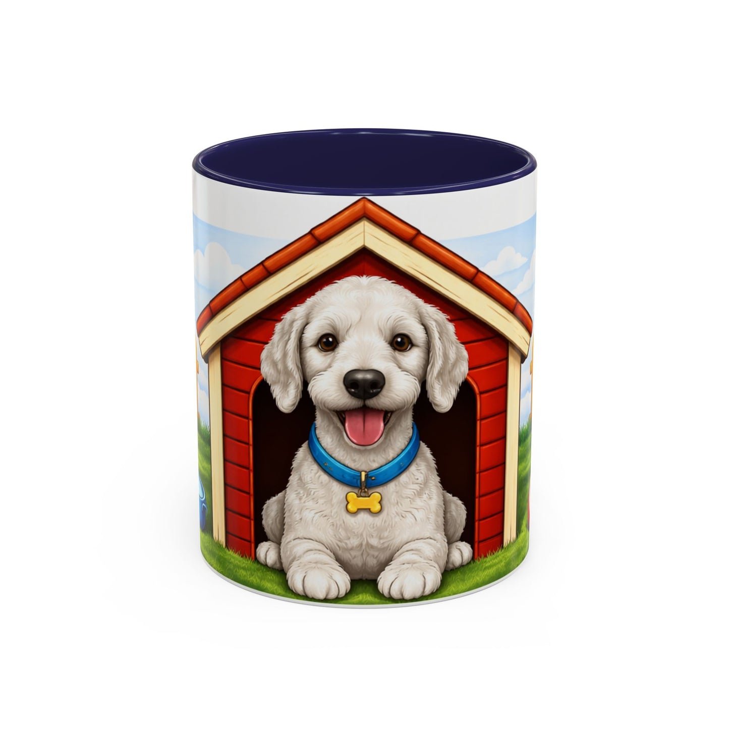 Bedlington Terrier– Red Doghouse Design Accent Mug (11oz/15oz)