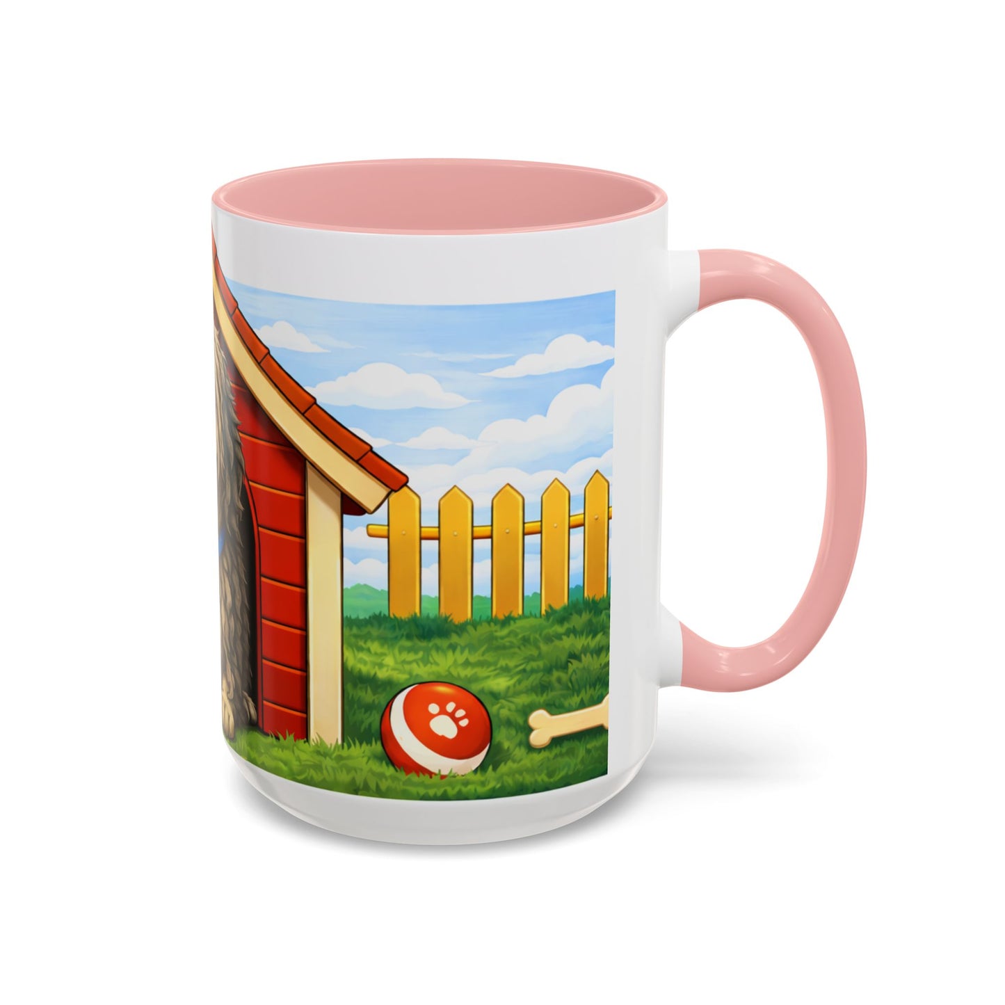 Bergamasco — Cute Fluffy Red Doghouse Accent Mug (11oz/15oz)