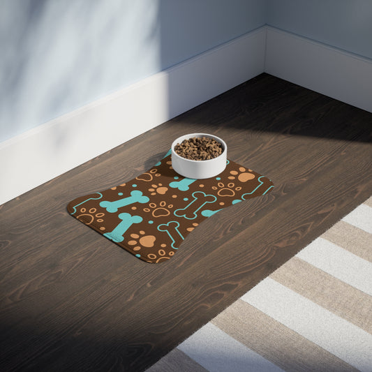 Bones & Paws Design Dog Feeding Mat -Brown