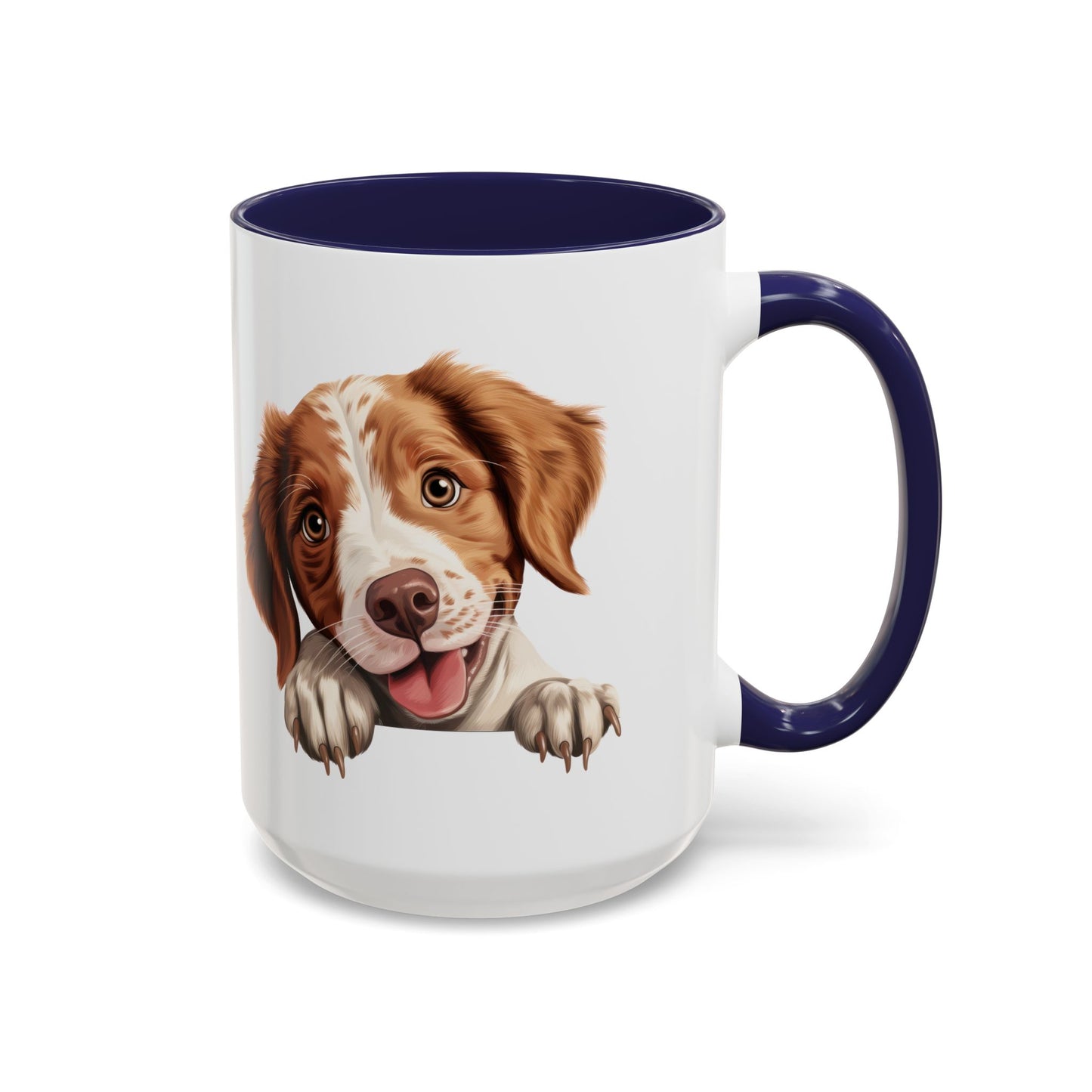 Brittany Coffee Mug — Smiling Puppy Accent Mug (11/15oz)