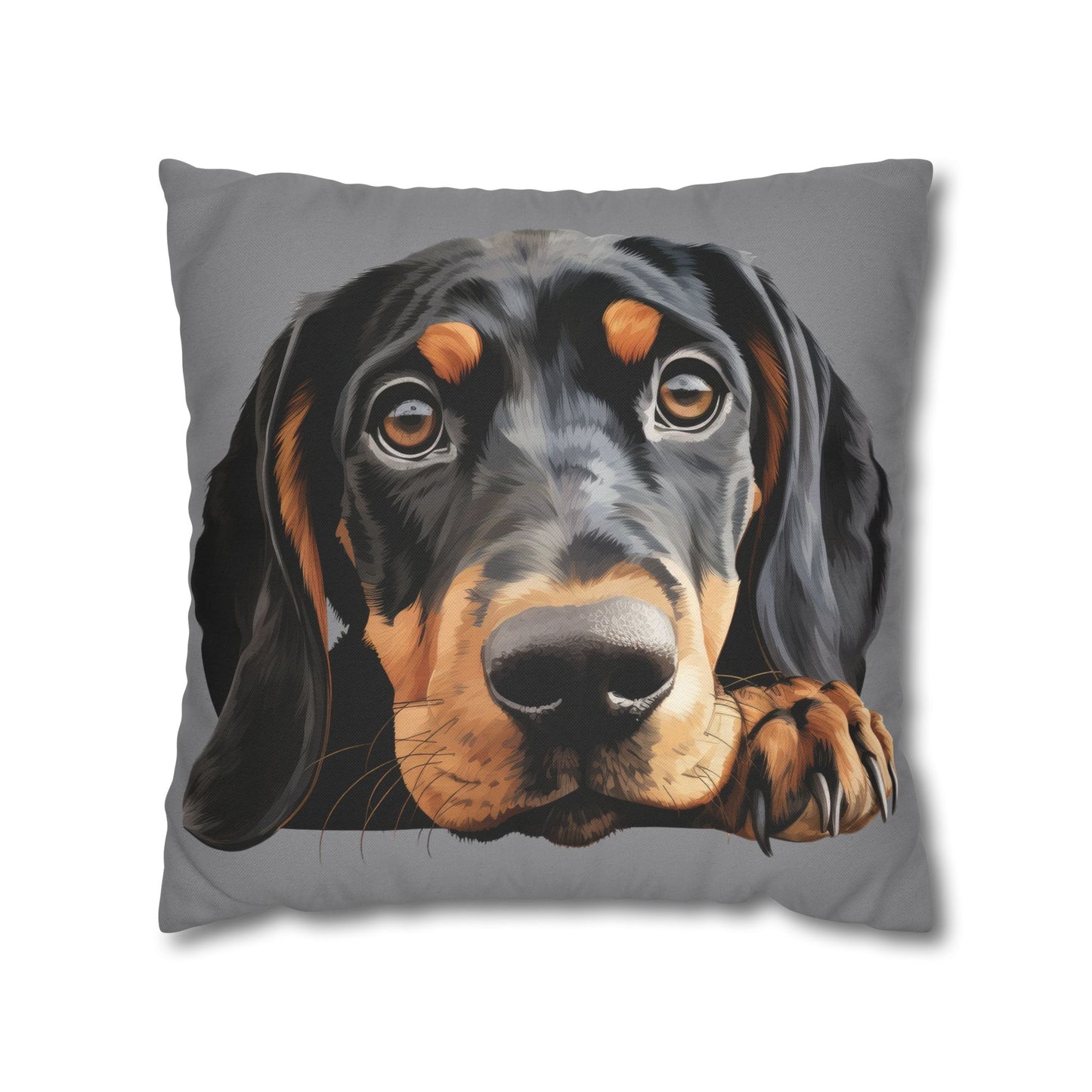 Black & Tan Coonhound Face Pillowcase — Cute Dog Decorative Throw Pillowcase