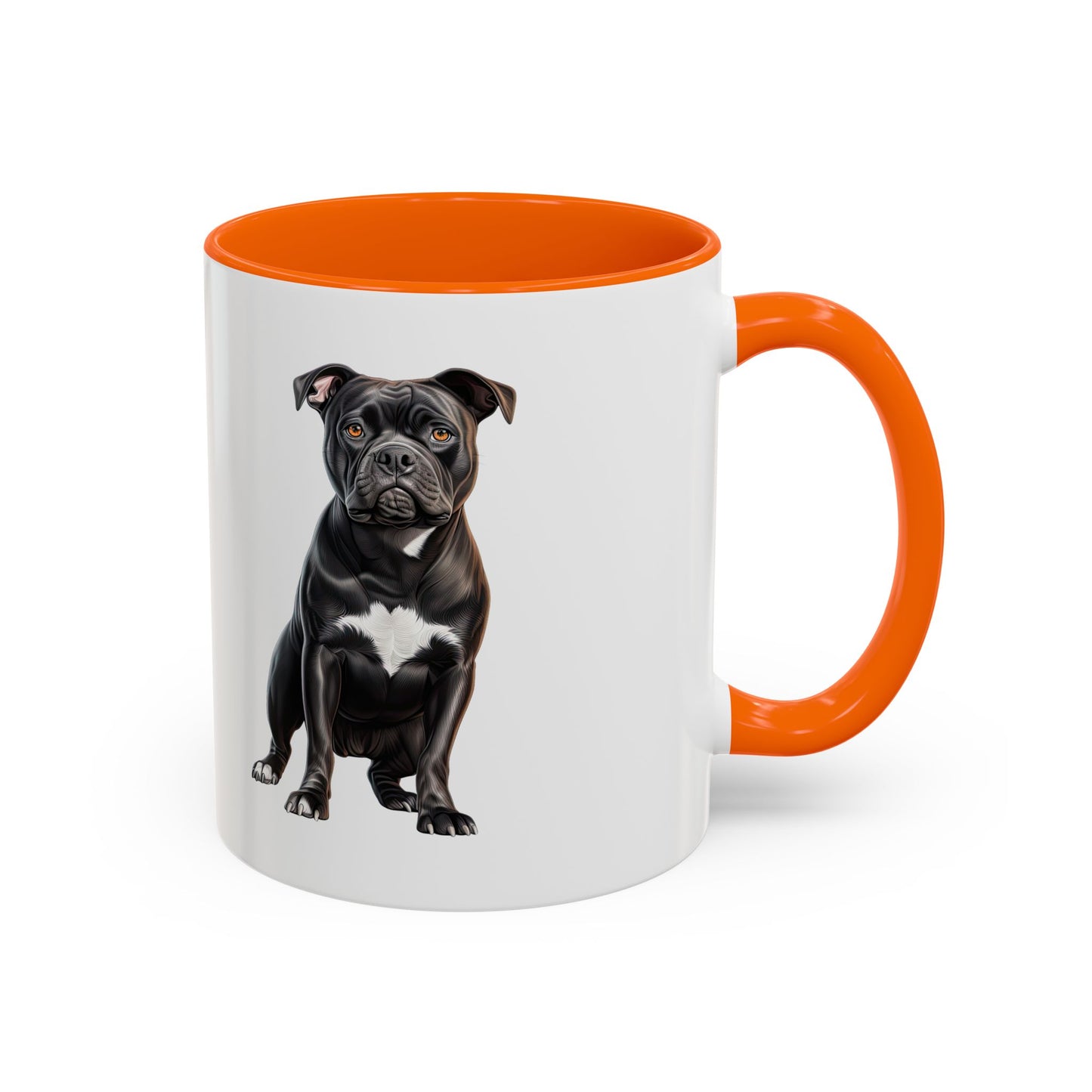 Staffordshire Bull Terrier Accent Coffee Mug — Cute Black Pitbull Dog Portrait (11/15 oz)
