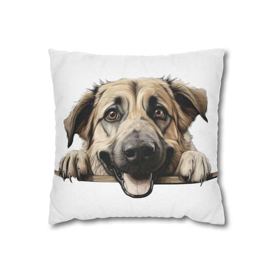 Anatolian Shepherd Pillowcase — Playful Peeking Puppy Decorative Pillow Cover