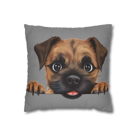 Border Terrier Throw Pillowcase — Adorable Puppy Decorative Pillow Cover